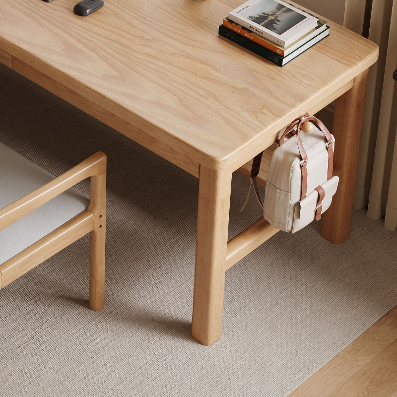 Natural Solid Wood Writing Desk with Drawers – Classic Study Desk 63”/71” - US Writing Desk