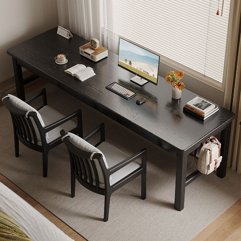 Black Solid Wood Writing Desk with Drawers – Classic Study Desk 63”/71” - US Writing Desk