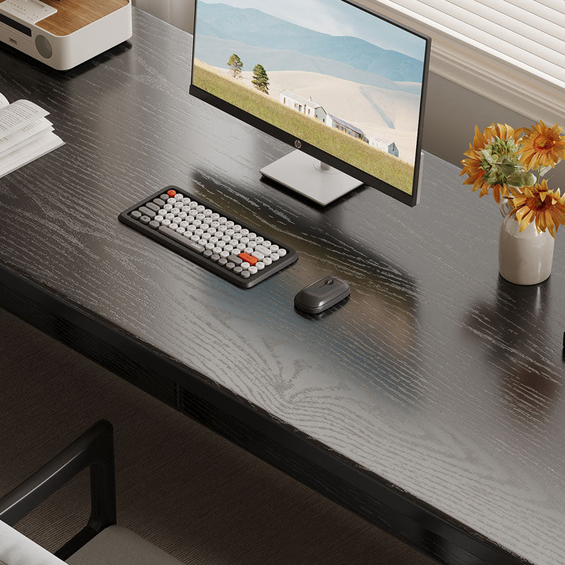 Black Solid Wood Writing Desk with Drawers – Classic Study Desk 63”/71” - US Writing Desk