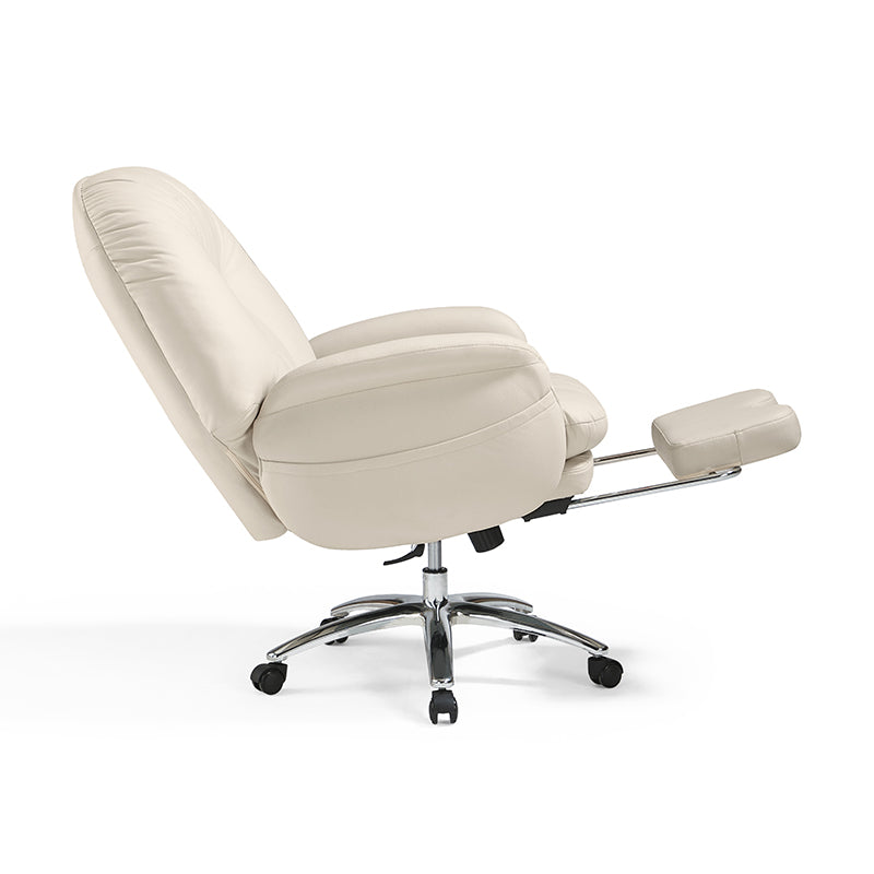 Adjustable Height Office Chair with Retractable Footrest and Storage Pocket