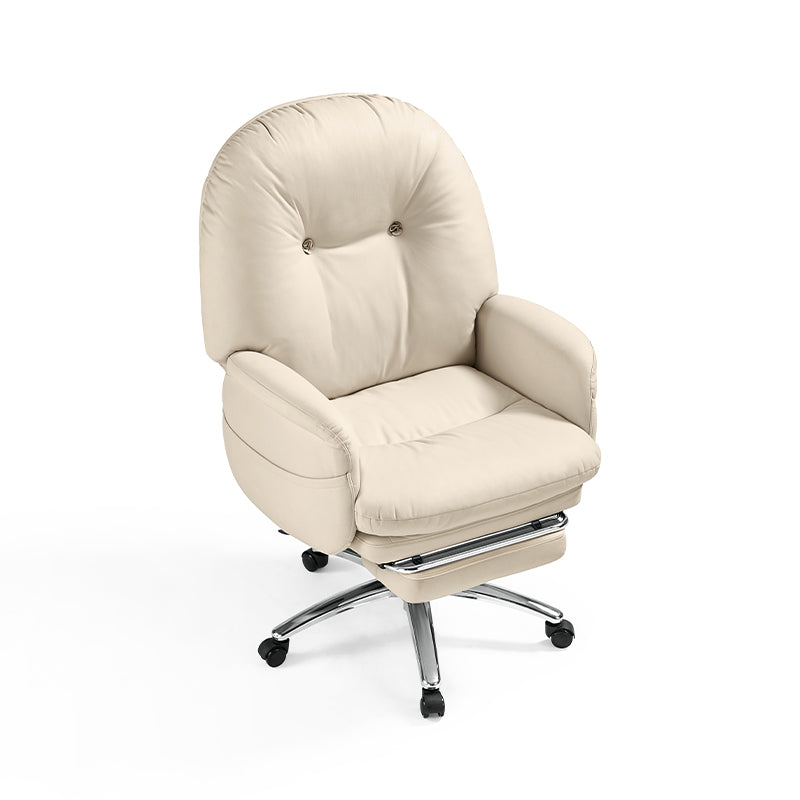 Adjustable Height Office Chair with Retractable Footrest and Storage Pocket