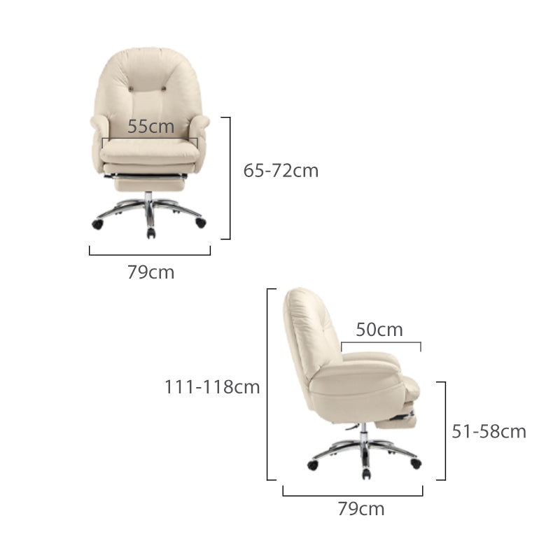 Adjustable Height Office Chair with Retractable Footrest and Storage Pocket