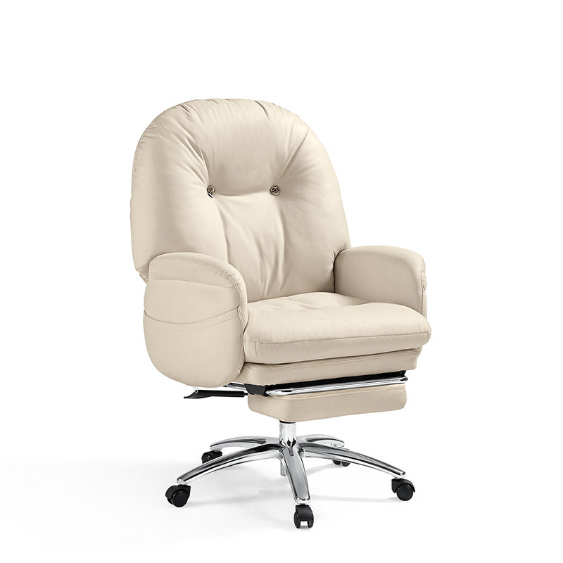 Adjustable Height Office Chair with Retractable Footrest and Storage Pocket