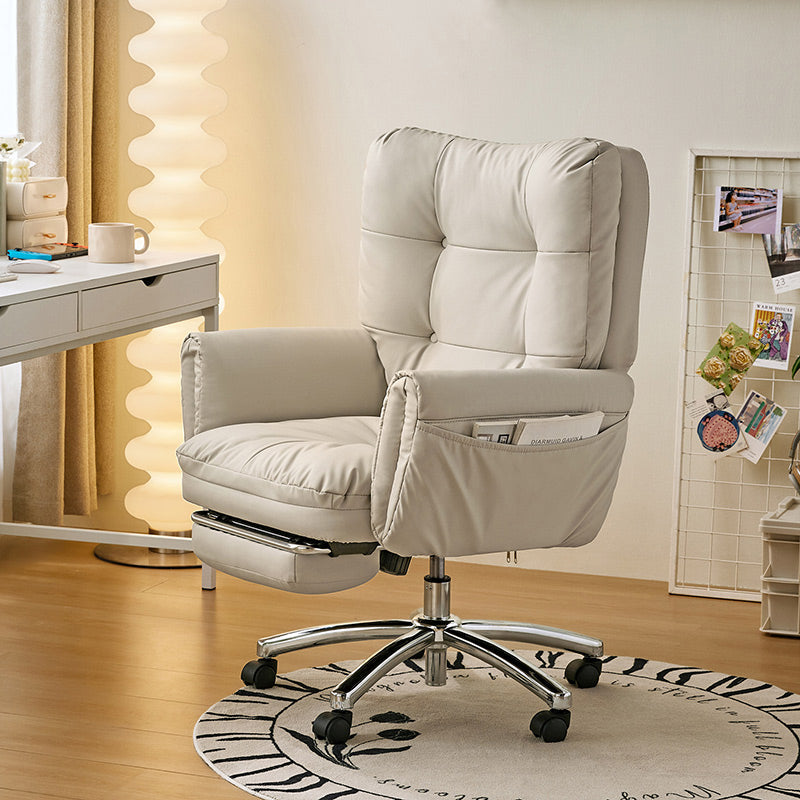 Adjustable Reclining Office Chair with Footrest and Side Pocket