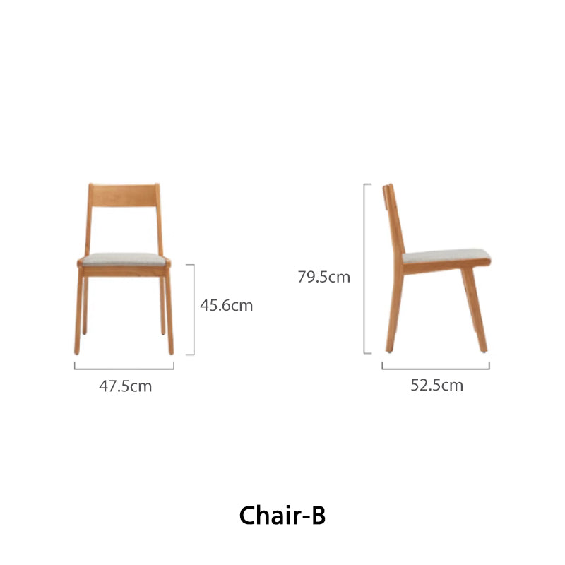 Solid Wood Armless Study Chair with Upholstered Cushion