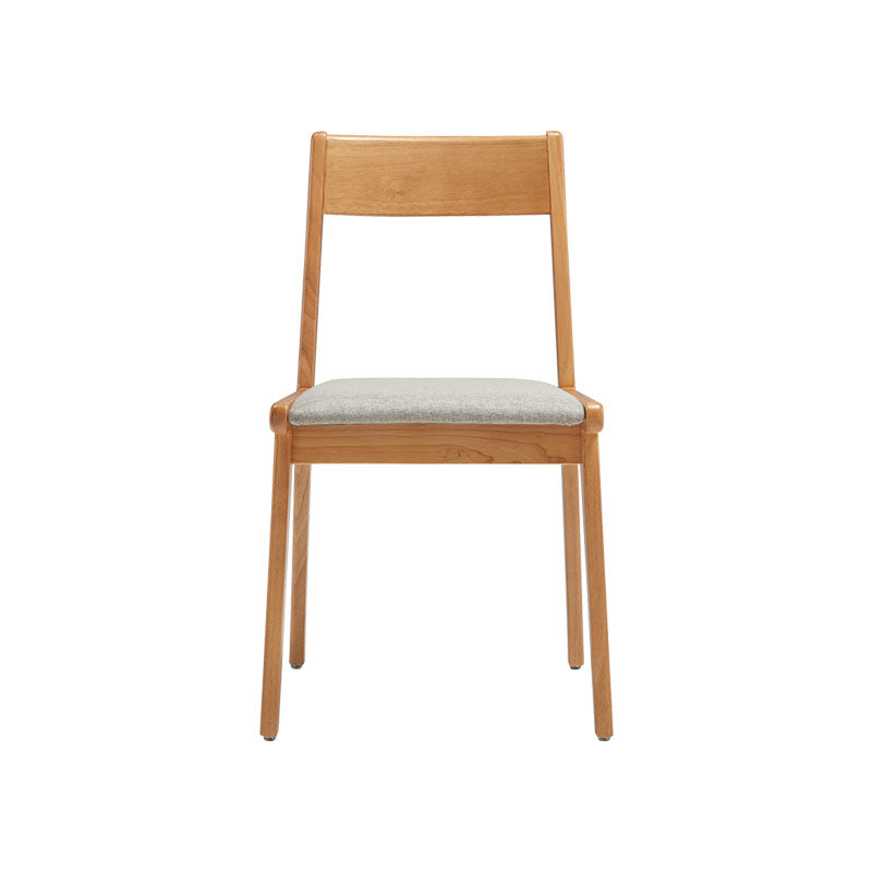 Solid Wood Armless Study Chair with Upholstered Cushion