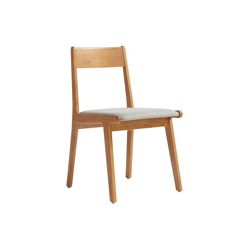 Solid Wood Armless Study Chair with Upholstered Cushion
