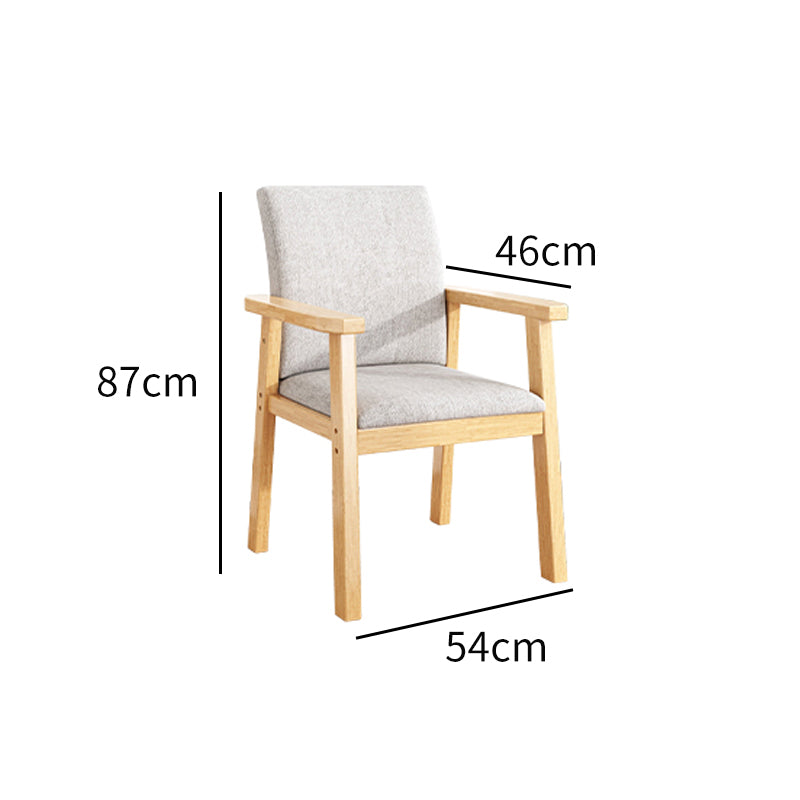 Pier Solid Wood Dining Chair with Cotton & Linen Upholstery - Natural Wood
