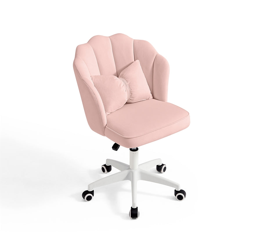 Pink Velvet Adjustable Height Swivel Office Chair with Wheels