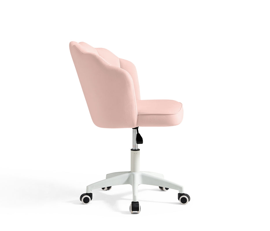 Pink Velvet Adjustable Height Swivel Office Chair with Wheels
