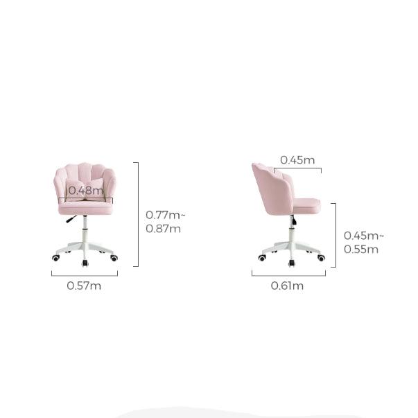 Pink Velvet Adjustable Height Swivel Office Chair with Wheels