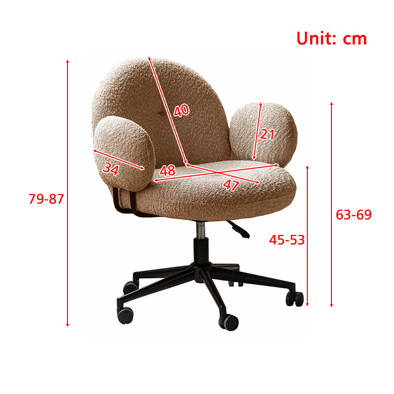 Faux Shearling Adjustable Height Computer Chair with Iron Base