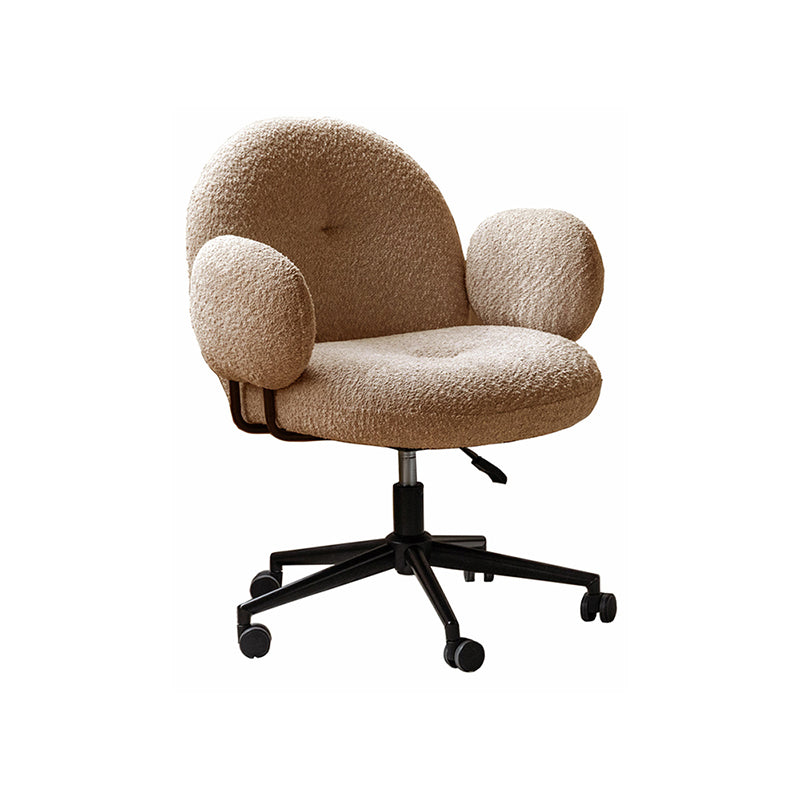 Faux Shearling Adjustable Height Computer Chair with Iron Base
