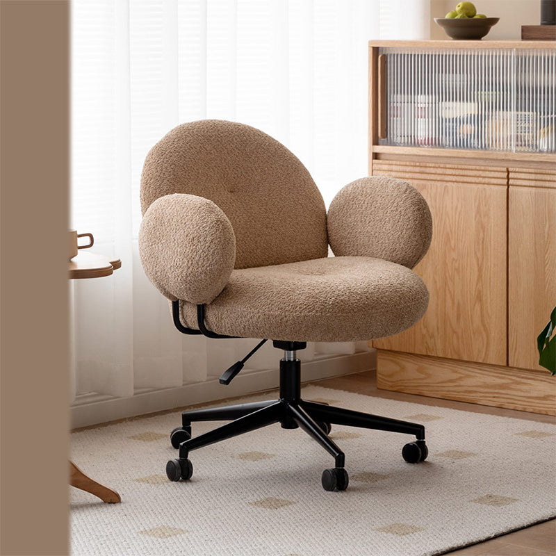 Faux Shearling Adjustable Height Computer Chair with Iron Base