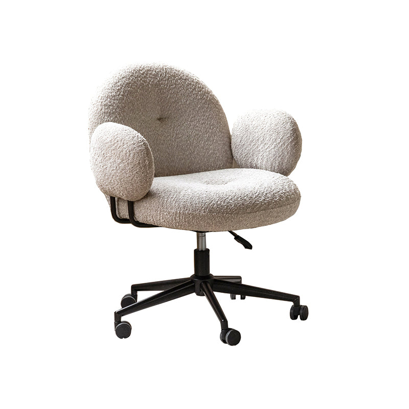 Faux Shearling Adjustable Height Computer Chair with Iron Base
