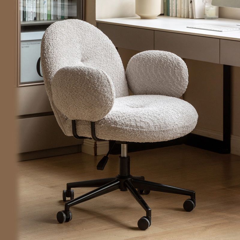 Faux Shearling Adjustable Height Computer Chair with Iron Base