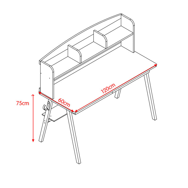 Solid Wood Writing Desk with Shelf - Natural