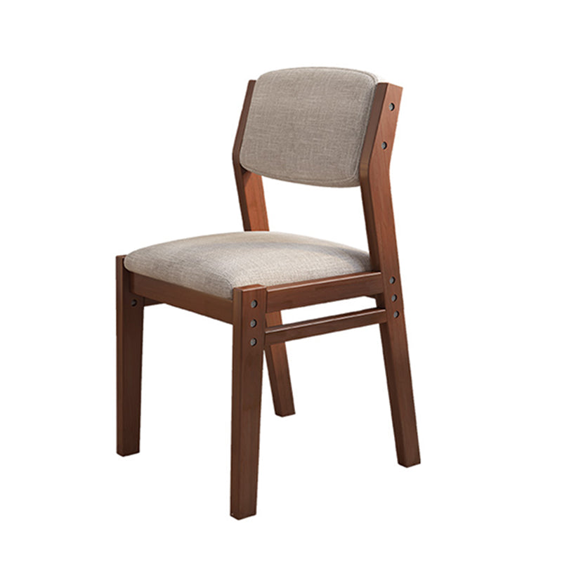 Height-Adjustable Solid Wood Z-Shape Study Chair - Walnut Finish, Cotton-Linen