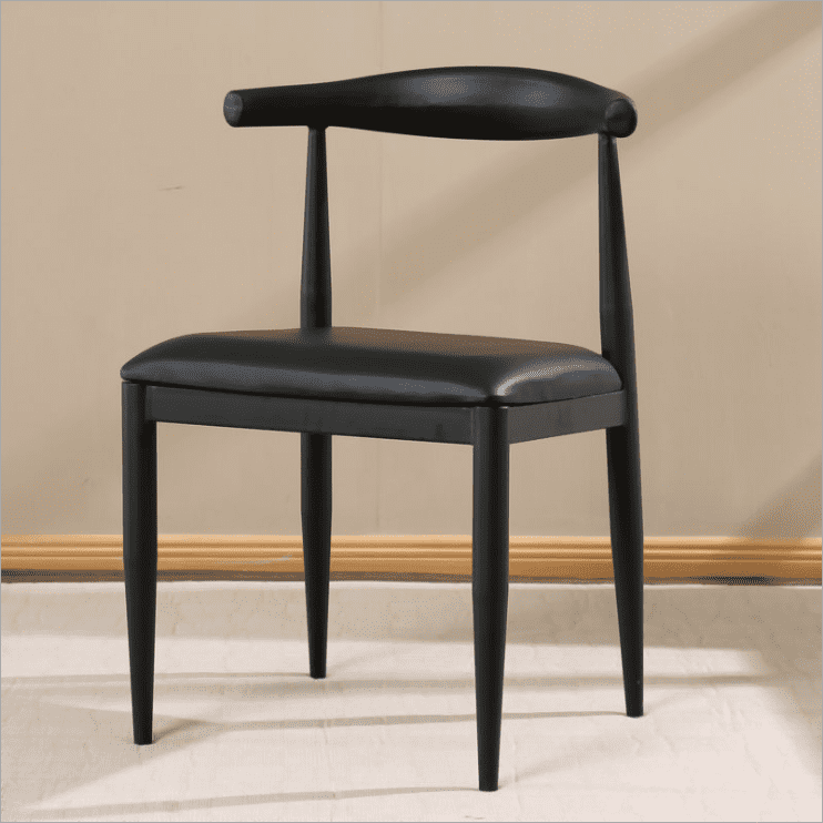 Solid Wood Dining Chair with PU Leather Cushion - Black Seat