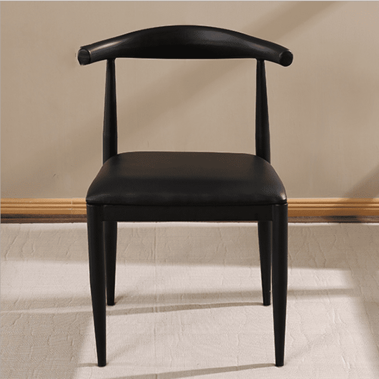 Solid Wood Dining Chair with PU Leather Cushion - Black Seat