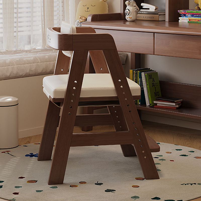 Height-Adjustable Solid Wood Ergonomic Study Chair with Footrest