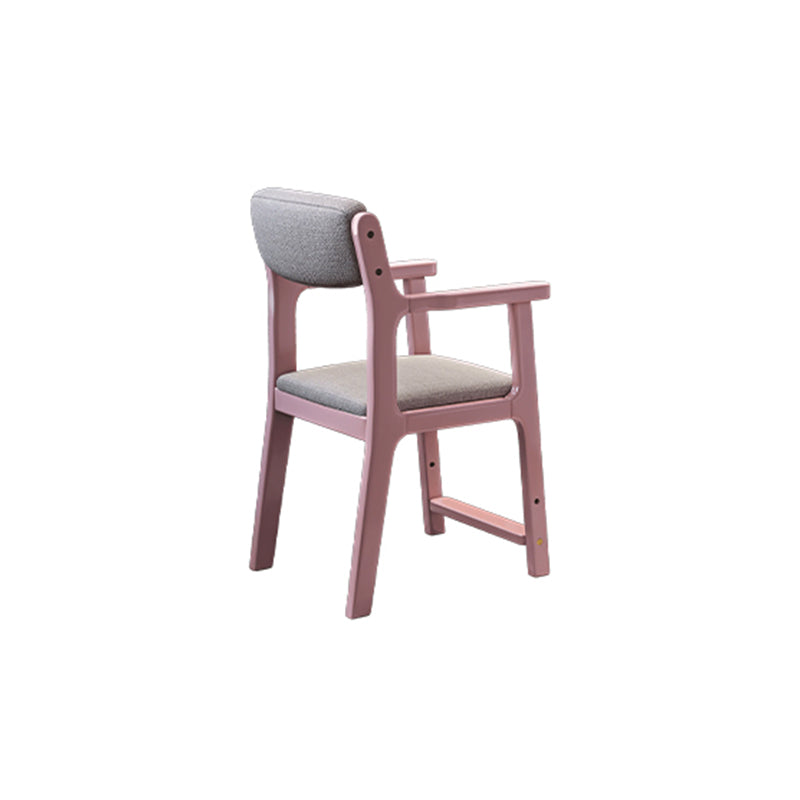 Pink Solid Wood Study Chair with Fabric Cushion