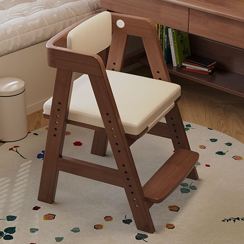Height-Adjustable Solid Wood Ergonomic Study Chair with Footrest