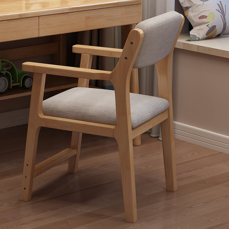 Solid Wood Armchair with Cotton-Linen Upholstery