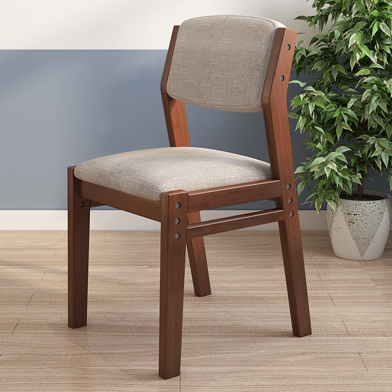 Height-Adjustable Solid Wood Z-Shape Study Chair - Walnut Finish, Cotton-Linen