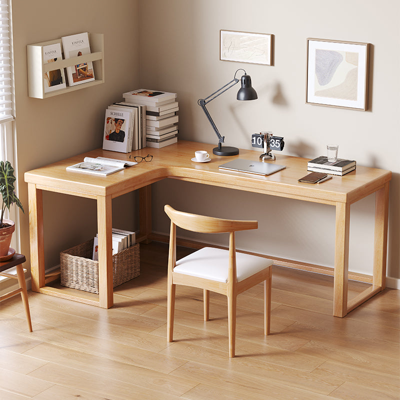 Minimalist Solid Wood Corner Writing Desk (L-Shaped)
