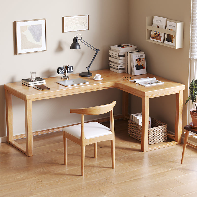 Minimalist Solid Wood Corner Writing Desk (L-Shaped)
