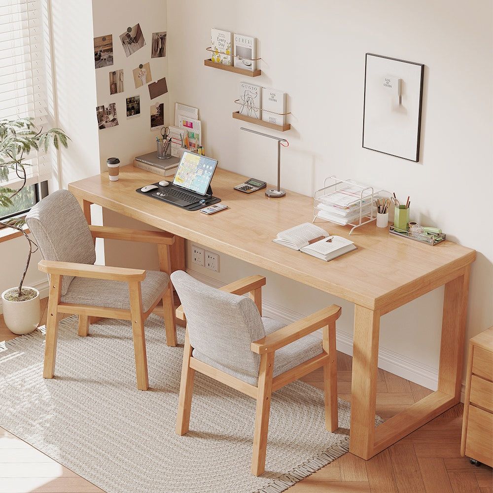 Classic Solid Wood Slab Writing Desk (Multiple Sizes & Colors)