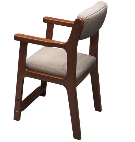 Solid Wood Armchair with Cotton-Linen Upholstery - Walnut - US Writing Desk