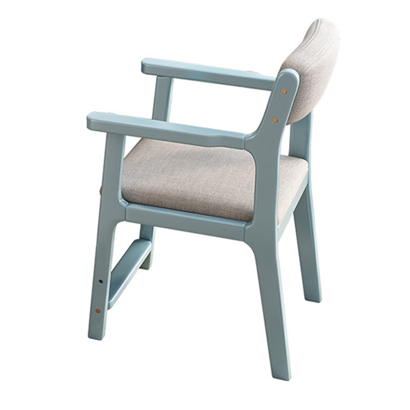 Height-Adjustable Solid Wood Study Chair with Cotton-Linen Seat