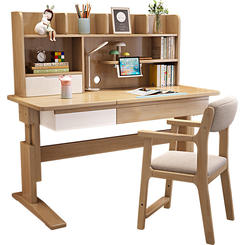 Height-Adjustable Writing Desk with Shelf