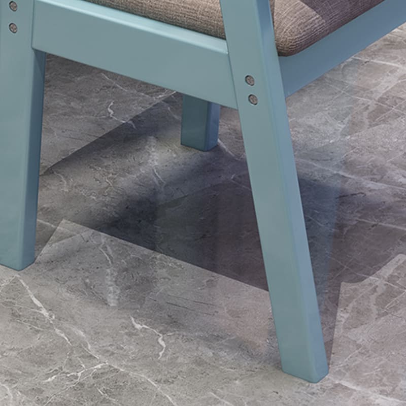 Solid Wood Z-Shape Dining Chair with Cotton & Linen Upholstery - Blue