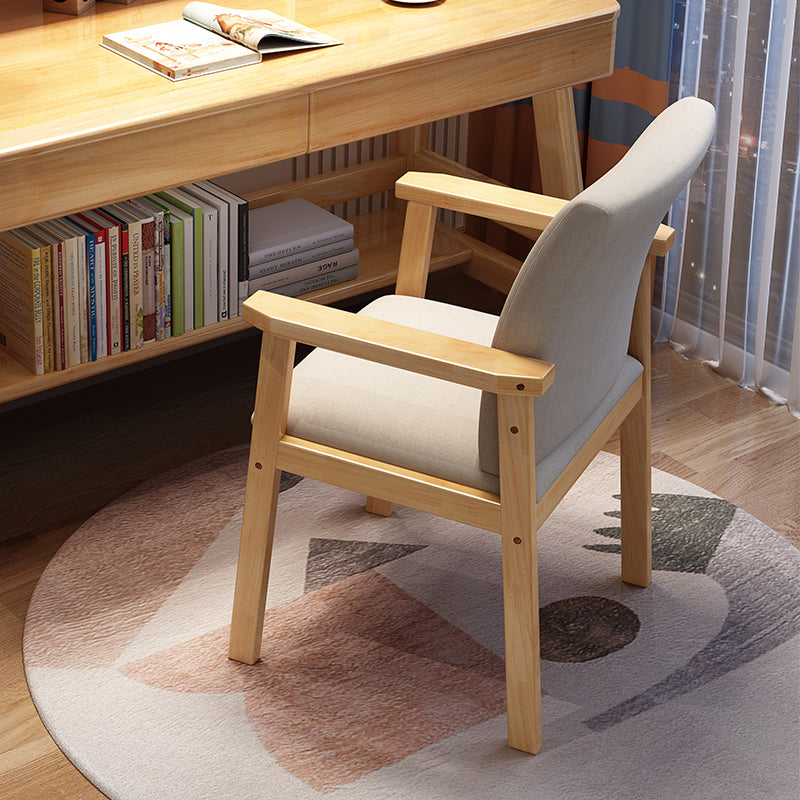 Pier Solid Wood Dining Chair with Cotton & Linen Upholstery - Natural Wood