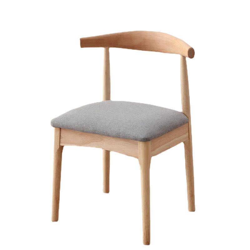 Solid Wood Dining Chair with Gray Fabric Cushion