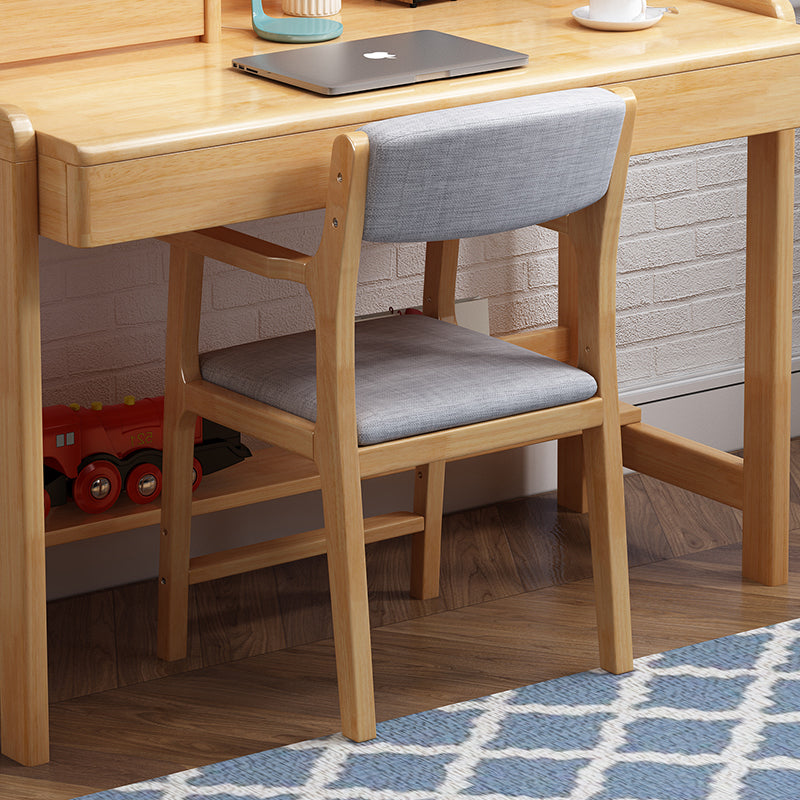 Solid Wood Armchair with Cotton-Linen Upholstery