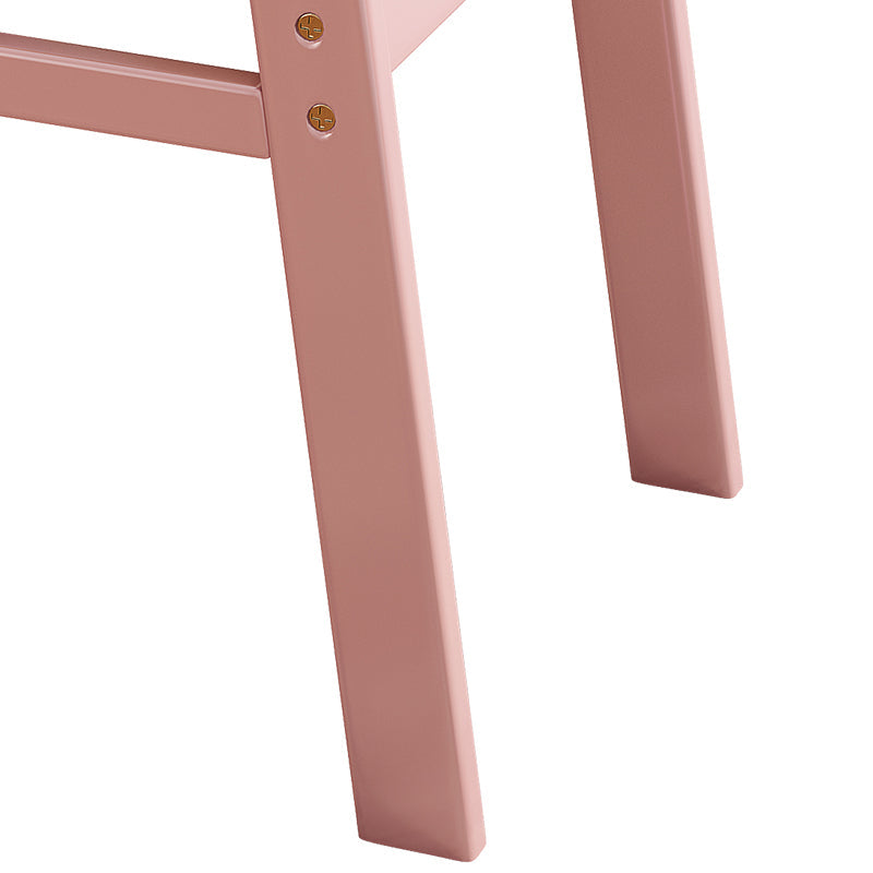 Height-Adjustable Solid Wood Z-Shape Dining/Study Chair - Pink Cotton-Linen