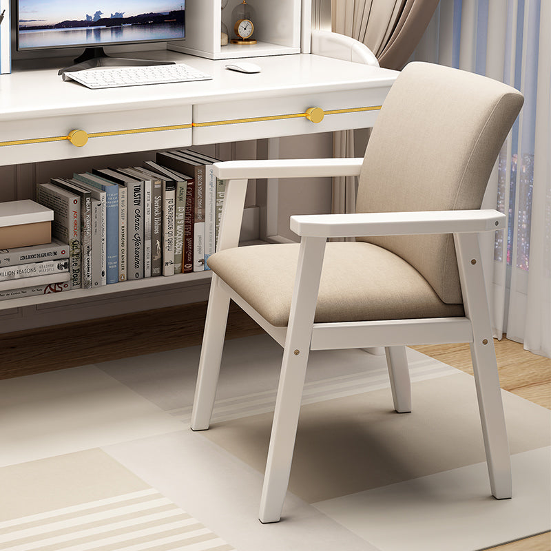 Pier Solid Wood Dining Chair with Cotton & Linen Upholstery - White