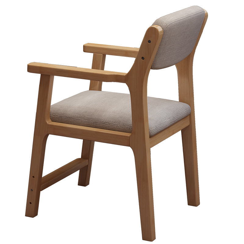 Solid Wood Armchair with Cotton-Linen Upholstery