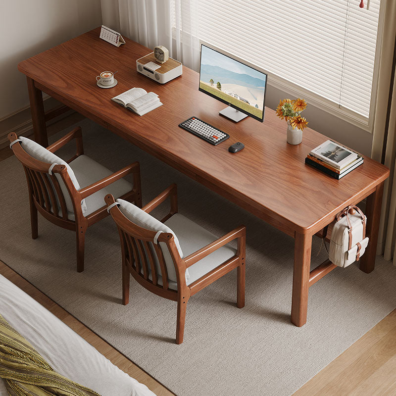 Walnut Solid Wood Writing Desk with Drawers – Classic Study Table 63”/71” - US Writing Desk