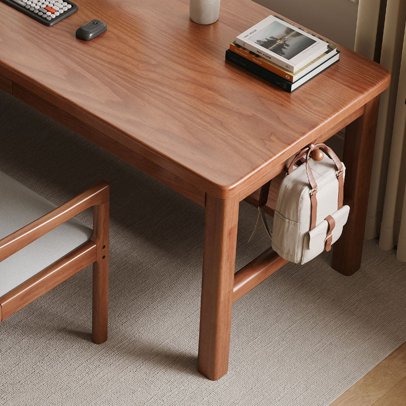 Walnut Solid Wood Writing Desk with Drawers – Classic Study Table 63”/71” - US Writing Desk