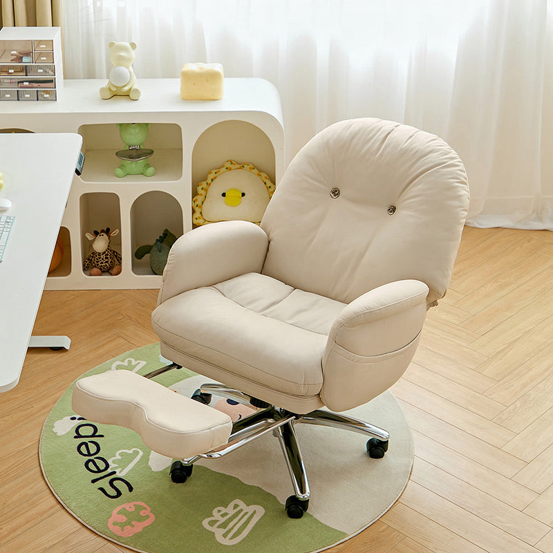 Adjustable Height Office Chair with Retractable Footrest and Storage Pocket