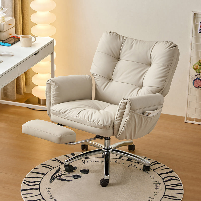 Adjustable Reclining Office Chair with Footrest and Side Pocket