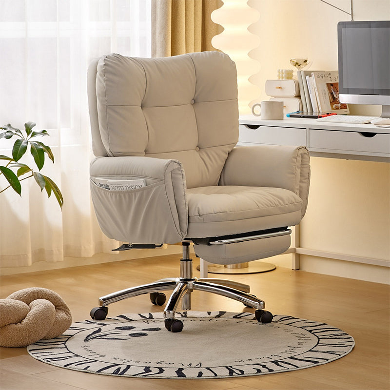 Adjustable Reclining Office Chair with Footrest and Side Pocket