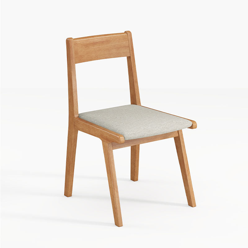 Solid Wood Armless Study Chair with Upholstered Cushion
