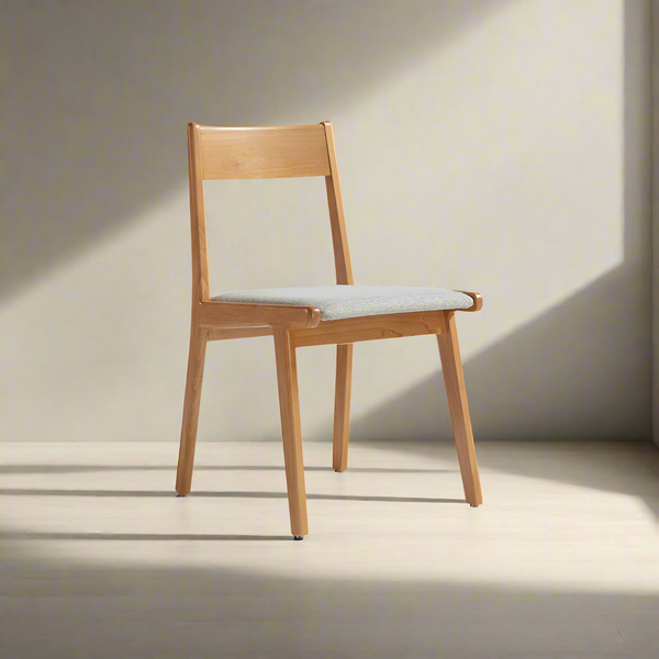 Solid Wood Armless Study Chair with Upholstered Cushion
