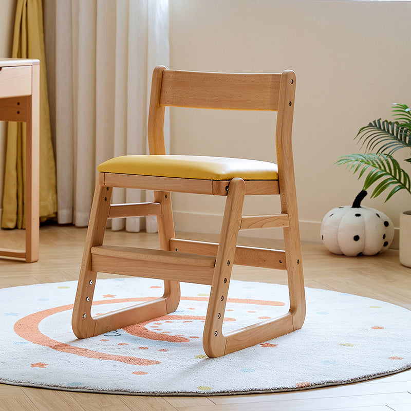 Armless Beech Wood Study Chair with Upholstered Seat Cushion